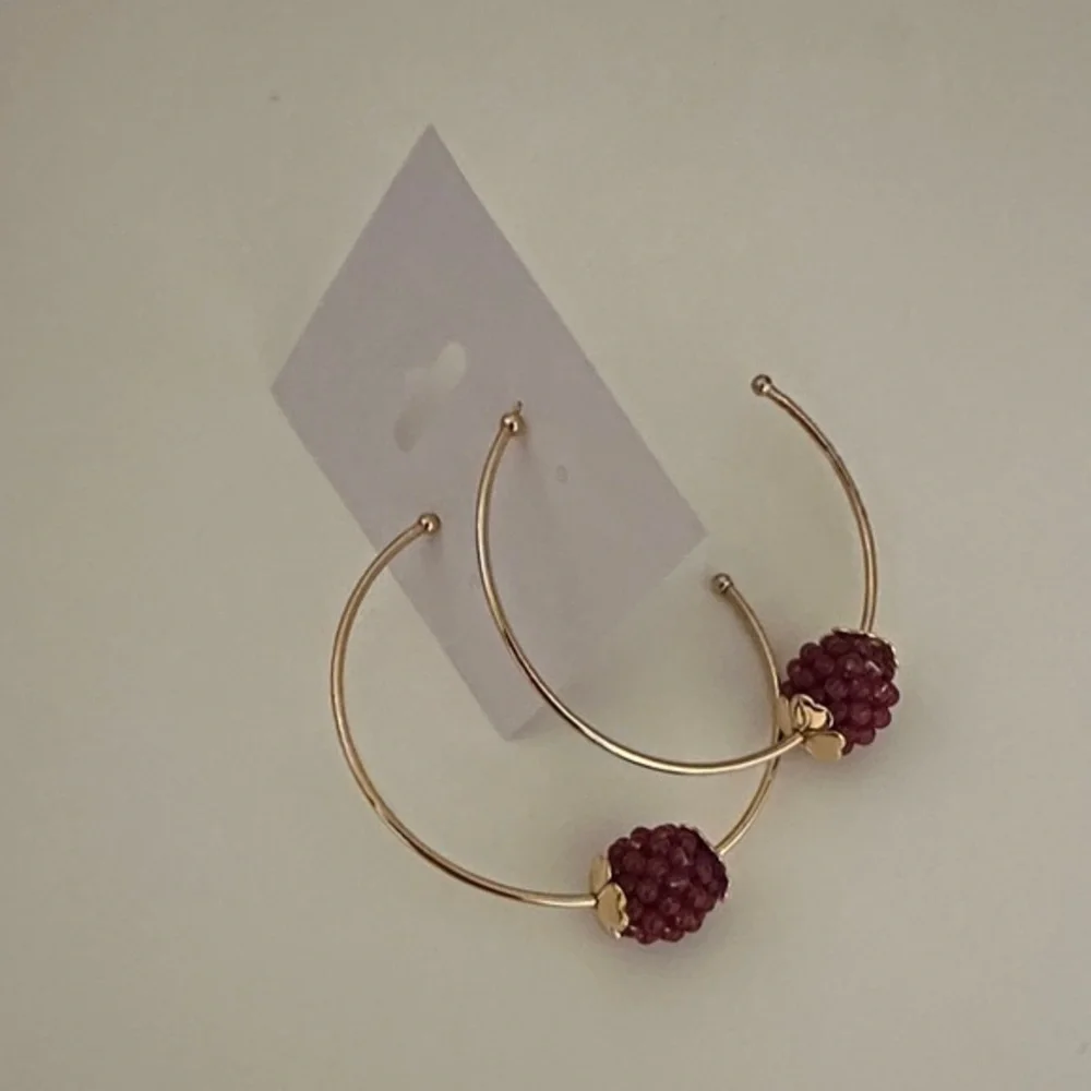 Kate Spade VERRY BERRY BEADED HOOP EARRINGS IN BURGUNDY